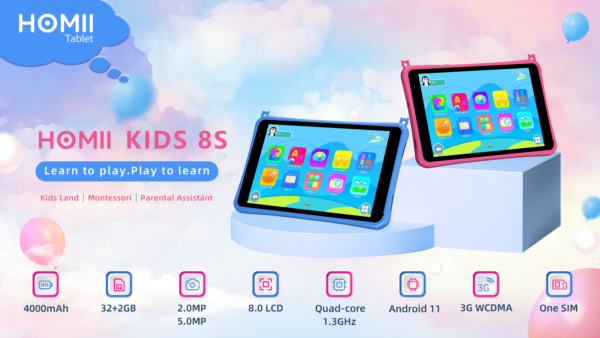 XBOOK KIDS8S - 8" Kids Tablet- 32GB ROM+2GB RAM - 4000mAh - WI-F1/3G - Android - Blue - Image 3